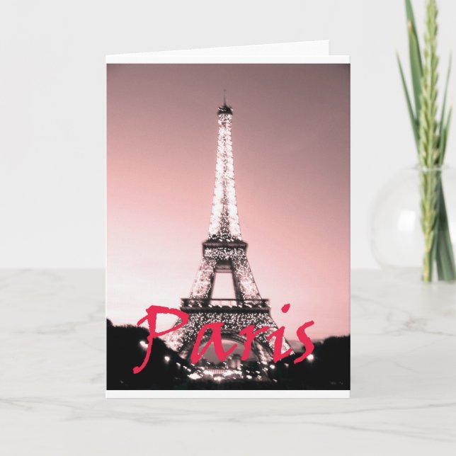 Paris Eiffel Tower Pink Card (Front)