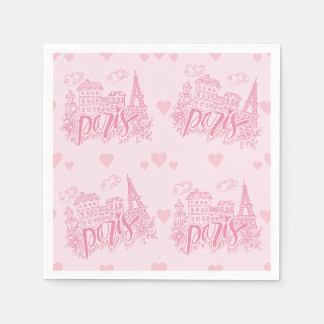 Paris Eiffel Tower Pink Napkin (Front)