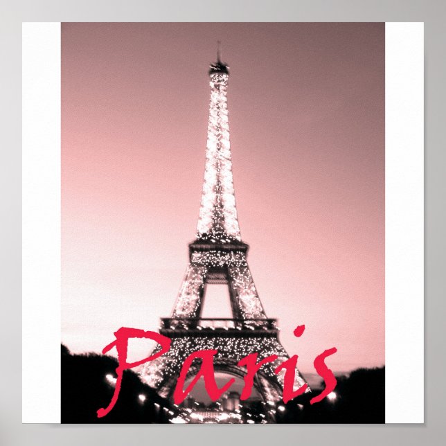 Paris Eiffel Tower Pink Poster (Front)