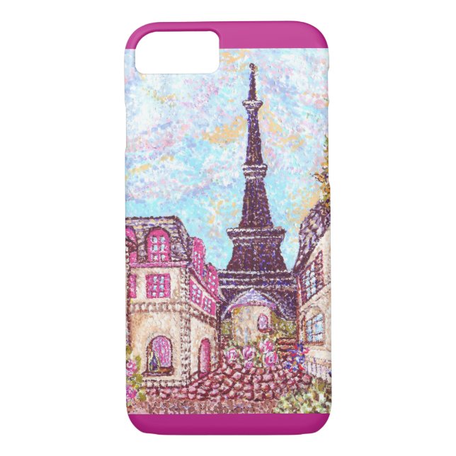 Paris Eiffel Tower pointillism iPhone 7 case (Back)