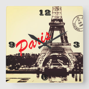 Paris Eiffel tower Poster Square Wall Clock
