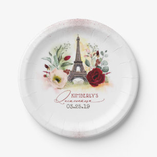 Paris Eiffel Tower Quinceañera 15th Birthday Party Paper Plate