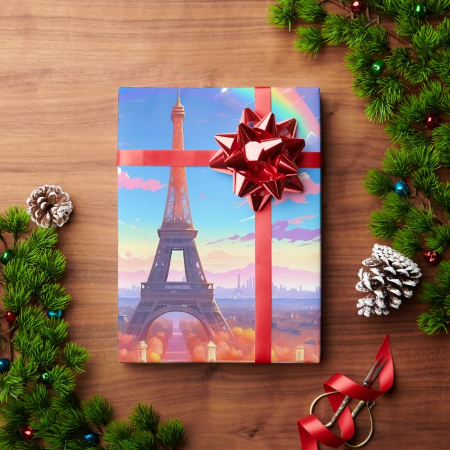Paris Eiffel Tower Rainbow Wrapping Paper (Holiday Gift)
