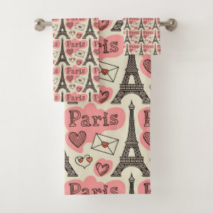 Paris Eiffel Tower Romance Stylish Chic Decor Bath Towel Set