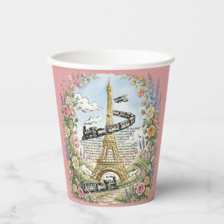 Paris, Eiffel Tower, Romantic French Art Paper Cups