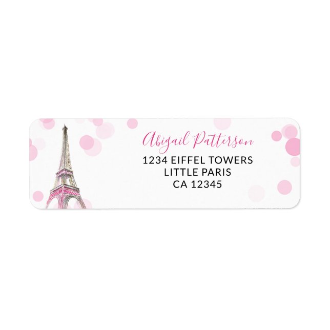 Paris Eiffel Tower Rose et Noir Adresse de retour (Devant)