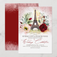 Paris Eiffel Tower Rose Gold and Burgundy Wedding