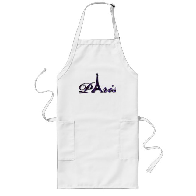 Paris Eiffel Tower Sequin Glitter Sparkle Long Apron (Front)