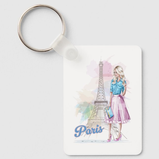 Paris Eiffel Tower sightseeing Keychain (Front)