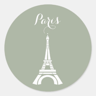 Paris Eiffel Tower Silhouette Classic Round Sticker