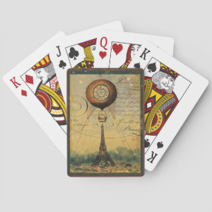Paris Eiffel Tower Steampunk Hot Air Balloon Playing Cards