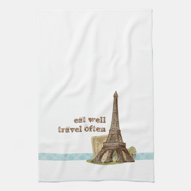Paris Eiffel Tower Tea Kitchen Towel (Vertical)