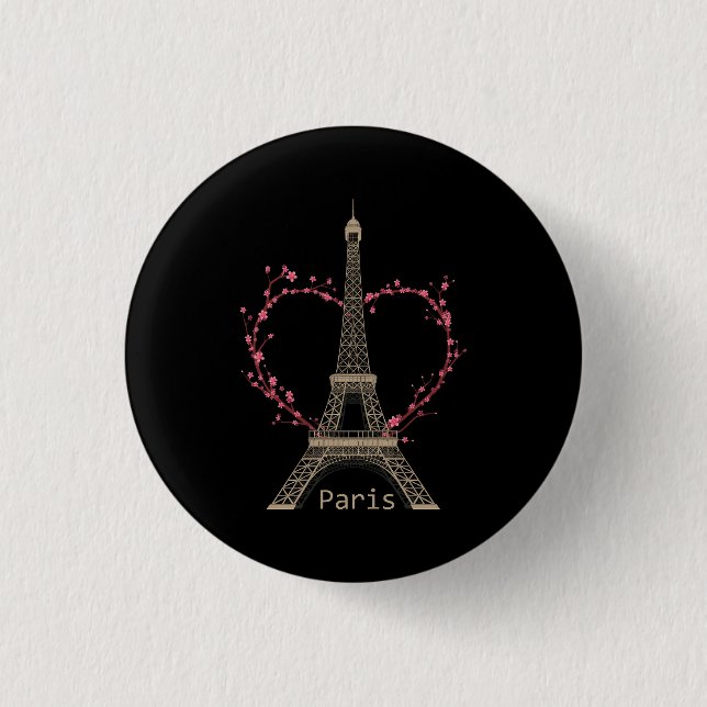 Paris Eiffel Tower The Sign Of Love France Parisia 1 Inch Round Button (Front)