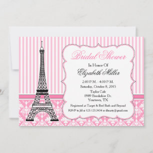 Paris Eiffel Tower Theme Party Pink Invitation