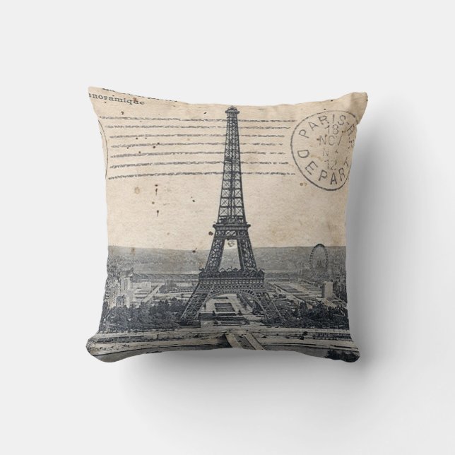Paris Eiffel Tower Throw Pillow (Front)