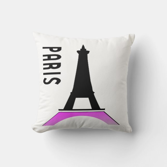 Paris Eiffel Tower Throw Pillow (Front)
