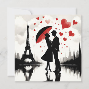 Paris Eiffel Tower Valentines Holiday Card