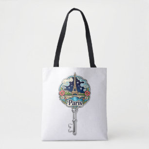Paris Eiffel Tower Vintage Key Souvenir Tote Bag