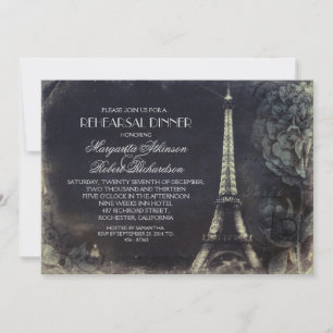 Paris Eiffel tower vintage rehearsal dinner Invitation