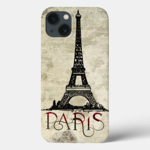 Paris, Eiffel Tower Vintage Script iPhone 13 Case
