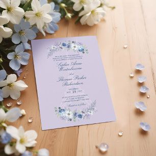 Paris Eiffel Tower Watercolor Floral Lilac Wedding Invitation