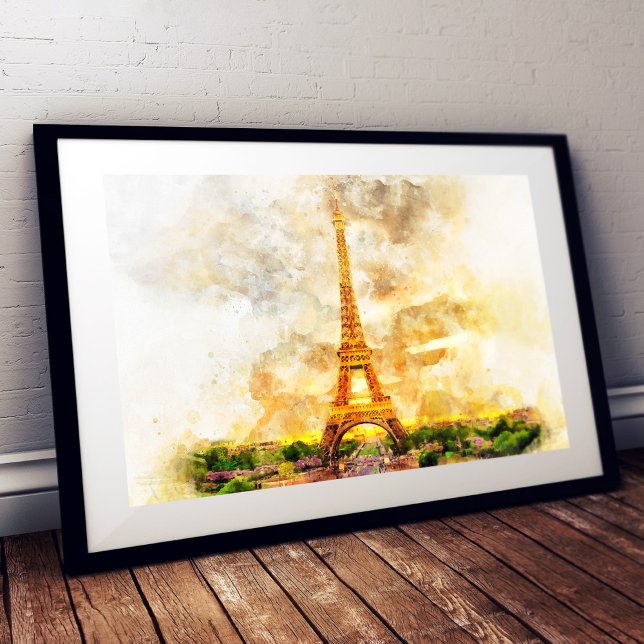Paris Eiffel Tower Watercolor – Sunset #01  Photo Print (Creator Uploaded)