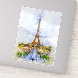 Paris Eiffel Tower Watercolor – Sunset #02 