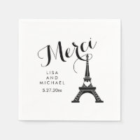 Paris Eiffel Tower Wedding Black and White Merci