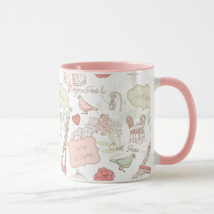 Paris Eiffel Tower Whimsical Pink Mug