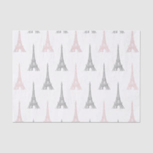 Paris Eiffel Tower White Pink Grey Tissue Paper