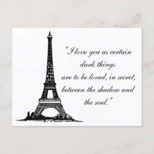 Paris Eiffel Tower With Love couple text Postcard