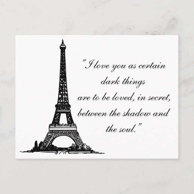 Paris Eiffel Tower With Love couple text Postcard (Front)