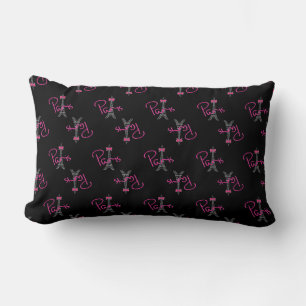 Paris, Eiffel Tower with pink Bow Lumbar Pillow