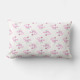 Paris, Eiffel Tower with pink Bow Lumbar Pillow