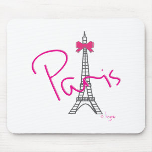 Paris Eiffel Tower with pink bow Mouse Pad