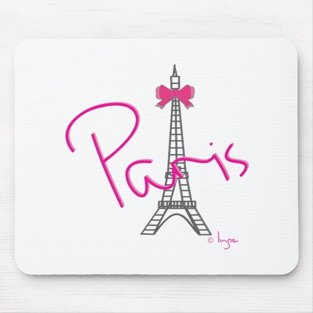 Paris Eiffel Tower with pink bow Mouse Pad (Front)