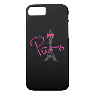 Paris, Eiffel Tower with pink bow Trendy iPhone 8/7 Case