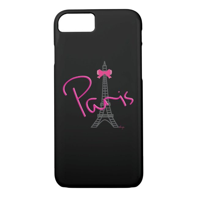 Paris, Eiffel Tower with pink bow Trendy Case-Mate iPhone Case (Back)