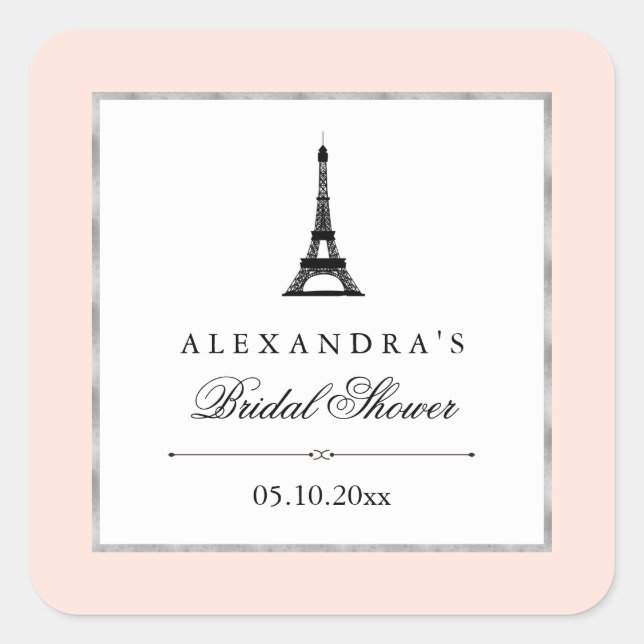 Paris Elegance Bridal Shower Square Sticker (Front)
