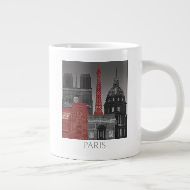 Paris Elevations by Night - Red Large Coffee Mug (Right)