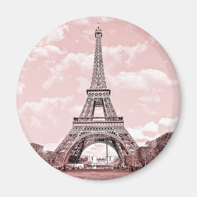 Paris en Pink Tour Eiffel France aimant (Devant)