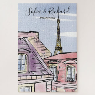 Paris Engagement proposal, anniversary couple gift Jigsaw Puzzle