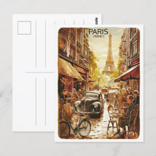 Paris evenin Tour Effiel vintage old streets gifts Postcard