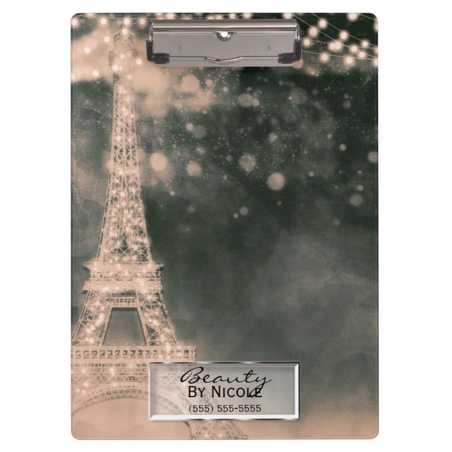 Paris Evening Night Lights Chic Glam Personalized Clipboard (Front)