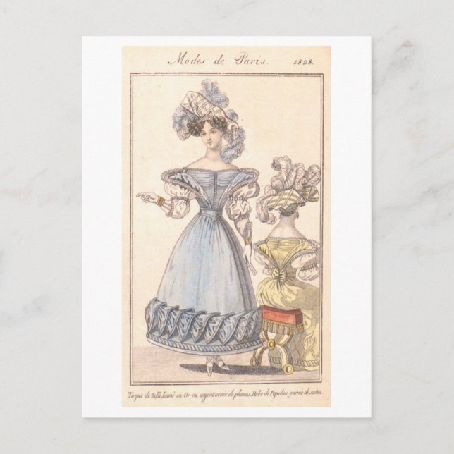 Paris Fashion 1828 Postcard (Front)