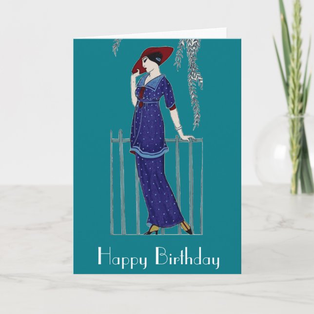 Paris fashion 1920s elegant lady card (Front)