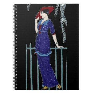 Paris fashion 1920s elegant lady notebook