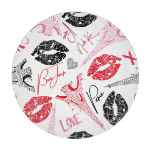 Paris fashion, calligraphic Eiffel Tower pattern. Cutting Board