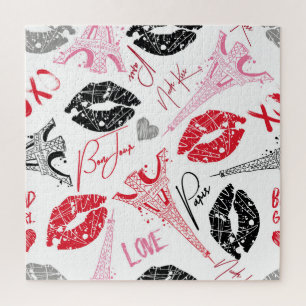 Paris fashion, calligraphic Eiffel Tower pattern. Jigsaw Puzzle