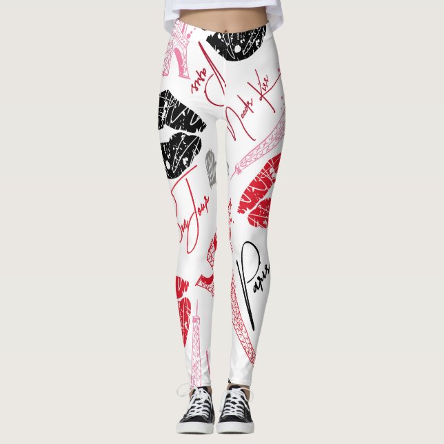 Paris fashion, calligraphic Eiffel Tower pattern. Leggings (Front)